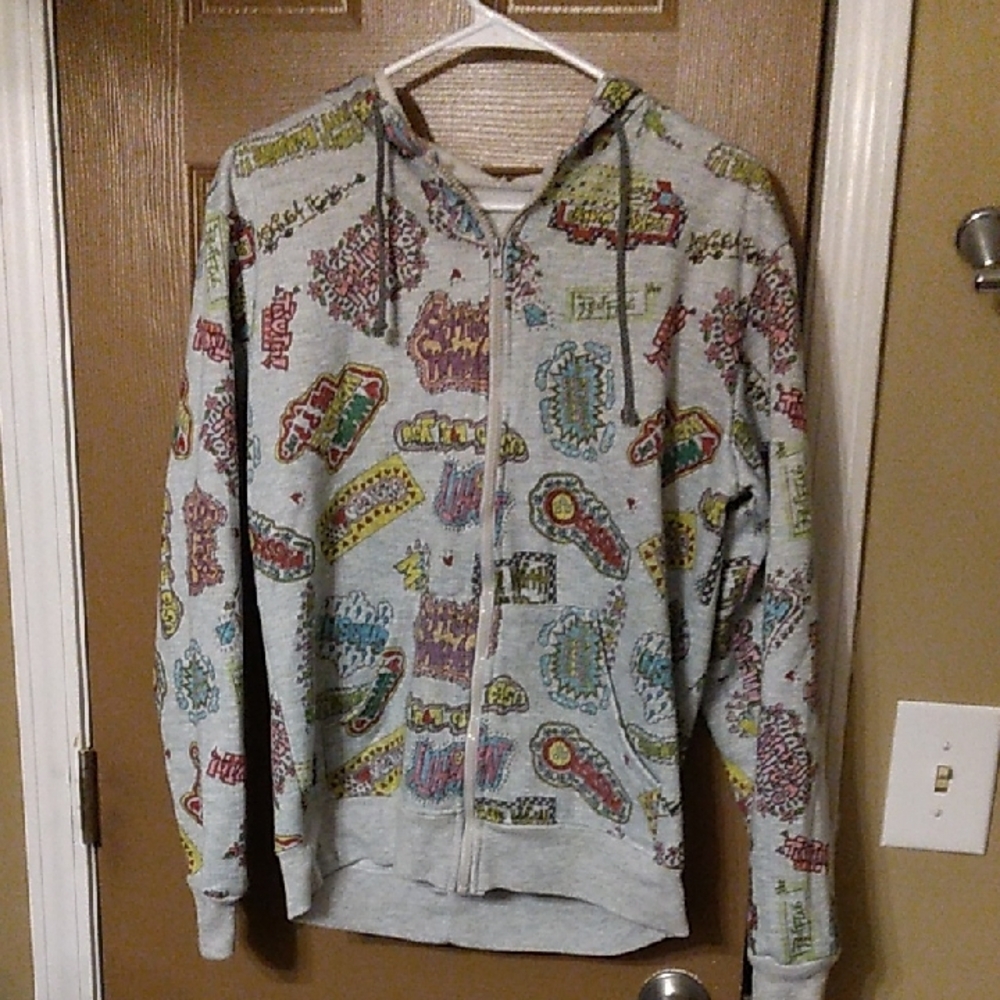 GX by Gwen Stefani Gray and Red Zip Up Sweater